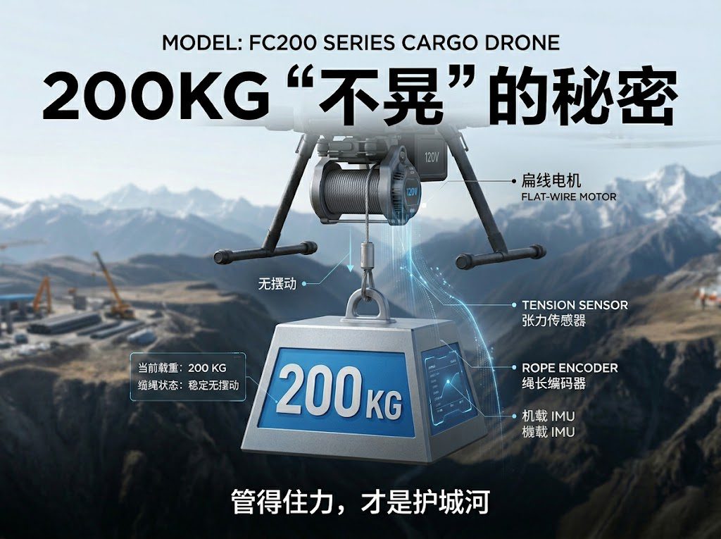 DJI FlyCart 200 can pull the load to 200 kilograms, but the real difficulty is not whether it has enough strength